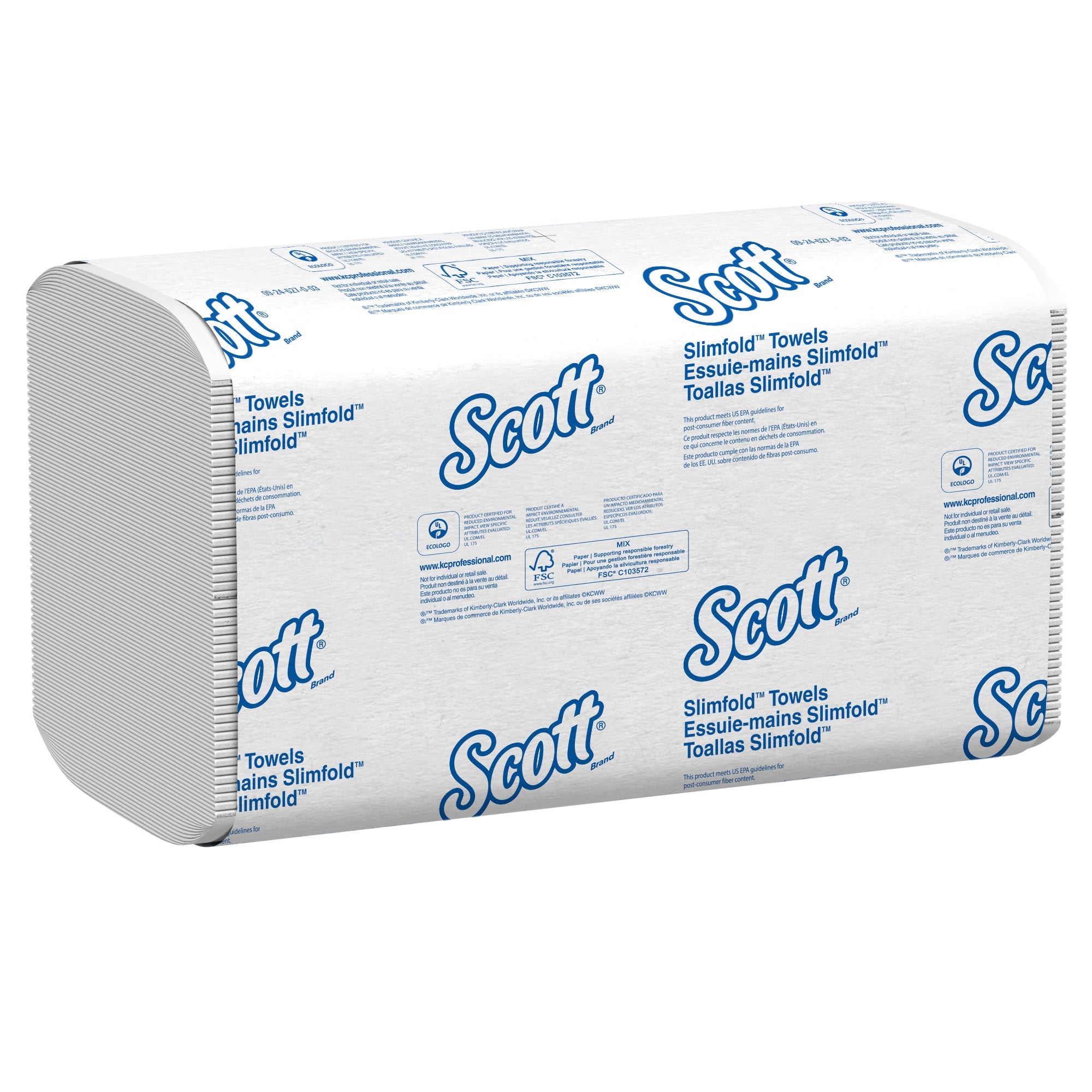 Scott® Pro Slimfold Paper Towels (04442), With Fast-Drying Absorbency Pockets, White, 90 Sheets/Pack, 24 Packs/Case