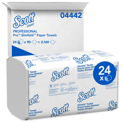 Scott Pro Slimfold Paper Towels - 7.5” x 11.6”, White, 90 Sheets/Pack, 24 Packs/Case