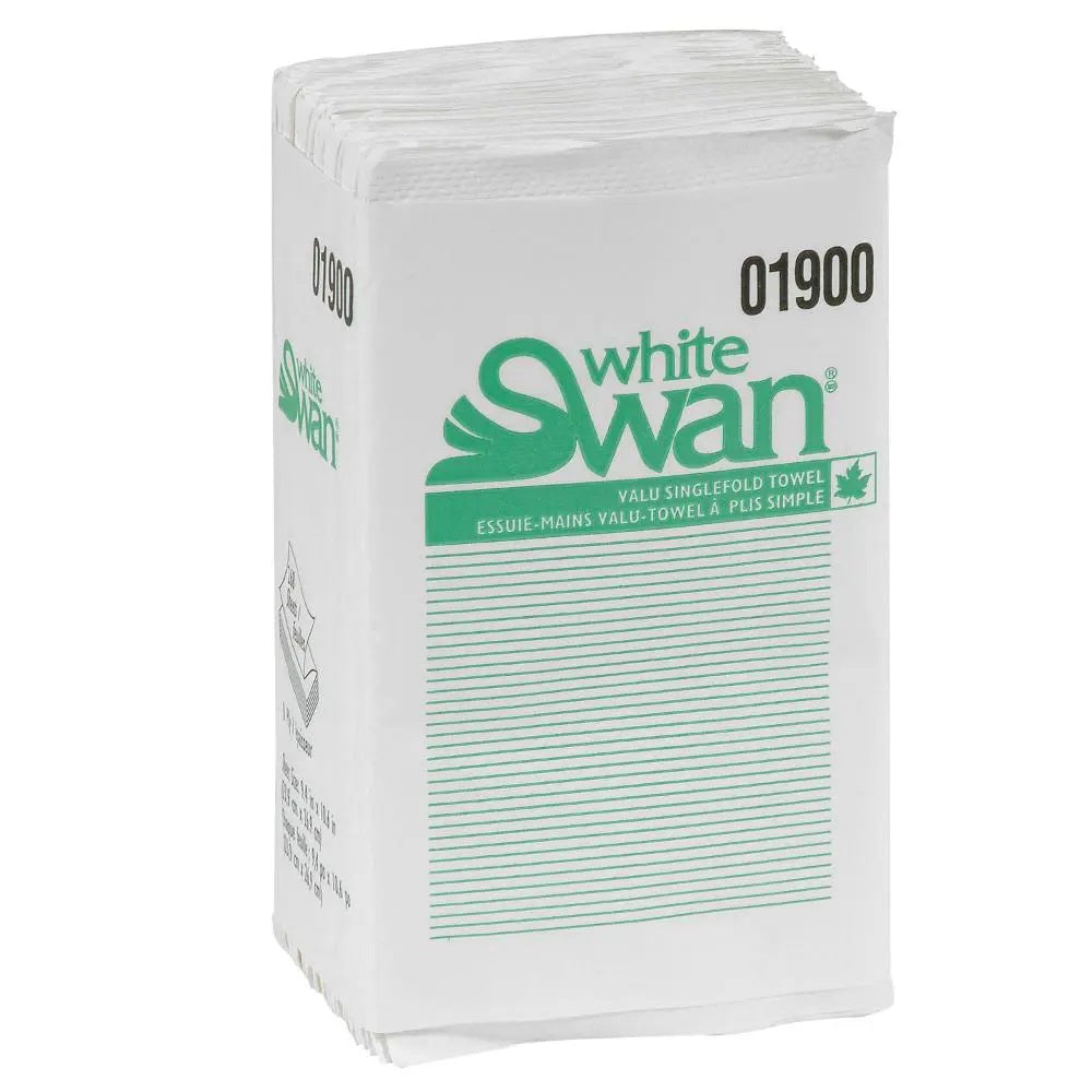 White Swan® Singlefold Towel, 1 Ply, White, 16 Towels/Case