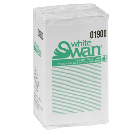 White Swan Singlefold Towel - 1 Ply, White, 250 Towels/Pack, 16 Packs/Case