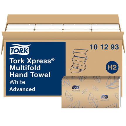 Tork Advanced Xpress Multifold Hand Towel - 3 Panel Towels, White, 2 Ply, 189 Sheets/Pack, 16 Packs/Case