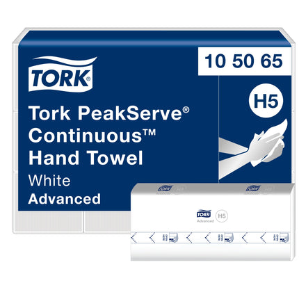 Tork Advanced PeakServe Continuous Hand Towel - White, 1 Ply, 410 Sheets/Pack, 12 Packs/Case