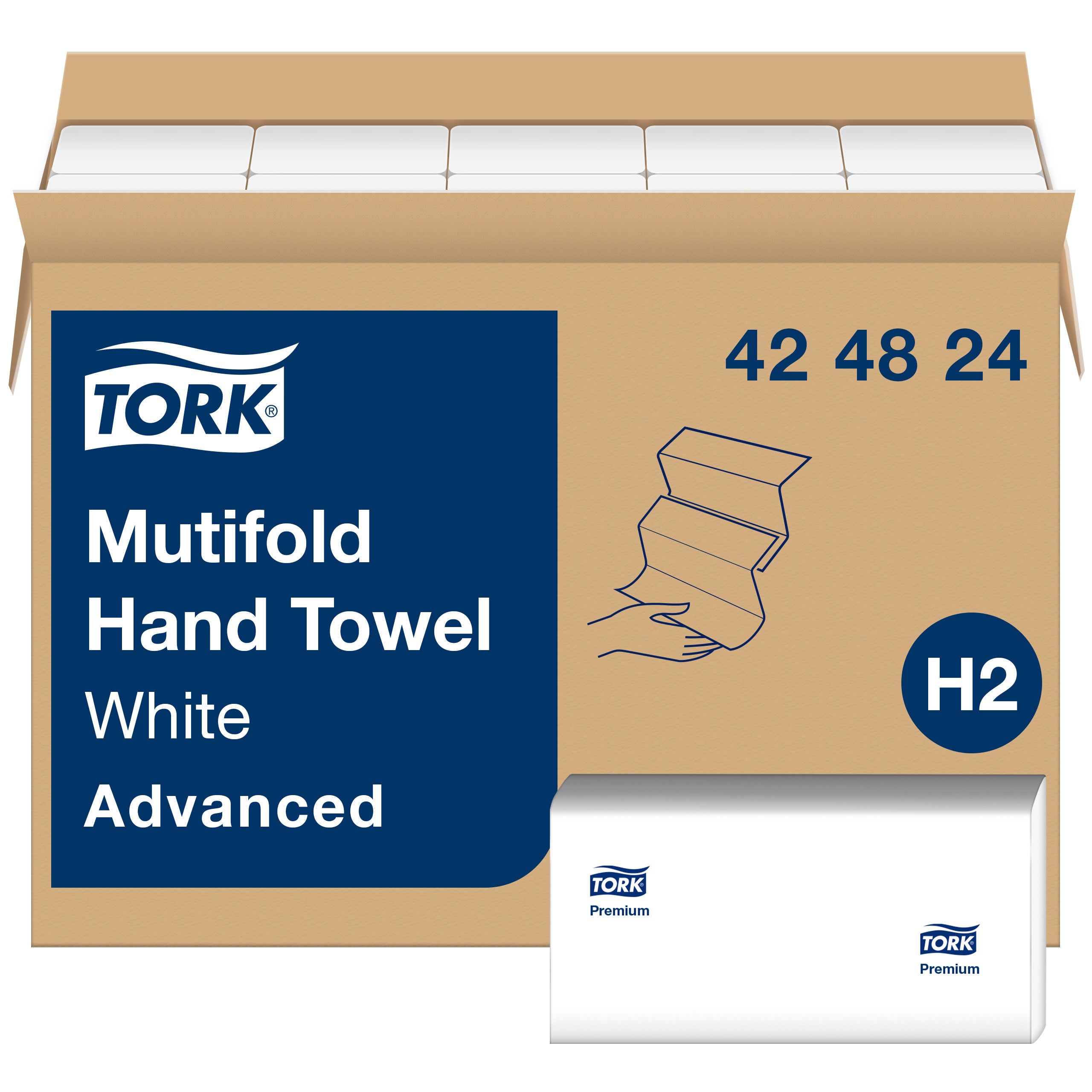Tork® Advanced Multifold Hand Towel, White, 1 Ply, 250 Sheets/Pack, 16 Packs/Case