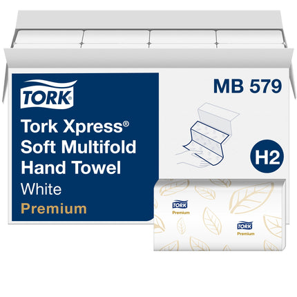 Essuie-mains Tork Premium Soft Xpress 3 volets multifold - 2 plis, 22,86 cm, 135 feuilles/paquet, 16 paquets/caisse
