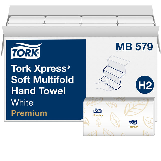 Tork Premium Soft Xpress 3-Panel Multifold Hand Towels - 2Ply, 9", 135 Sheets/Pack, 16 Packs/Case