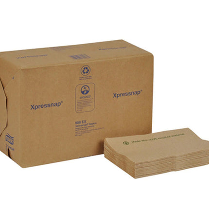 Serviette de table pour distributeur Tork Universal Xpressnap Environmental Print - 1 épaisseur, naturelle, 12 paquets/caisse, 500 serviettes/paquet