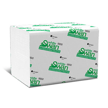 Serviette de table intercalaire de qualité supérieure White Swan – Blanche, 2 épaisseurs, 250 feuilles/paquet, 24 paquets/caisse