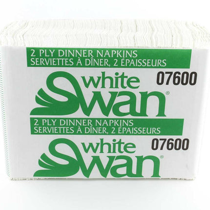 White Swan 2 Ply Dinner Napkins - 8 Fold, White, 200 Napkins/Pack, 16 Packs/Case