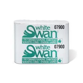 White Swan 1-Ply Dinner Napkin - 8 Fold, White, 12/Case
