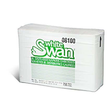 White Swan 1 Ply Junior Dispenser Napkins - Tall Fold, White, 12/Case