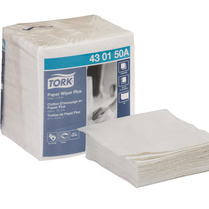 Tork Paper Wiper Plus - 1/4 Fold, 6.5" X 6.3", 90 Sheets/Pack, 12 Packs/Case
