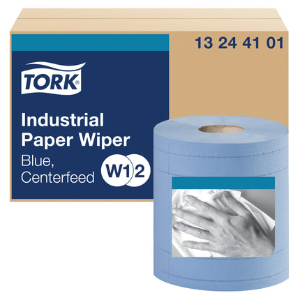 Tork Industrial Paper Wiper - Centerfeed, Blue, 375', 2/Case