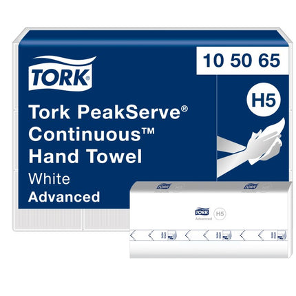 Tork® Advanced  PeakServe® Continuous Hand Towel, White, 1 Ply, 410 Sheets/Pack, 12 Packs/Case