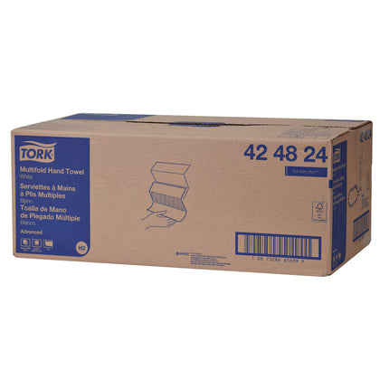 Essuie-mains Tork Advanced Multifold - 3 volets, 1 épaisseur, 250 serviettes/paquet, 16 paquets/caisse