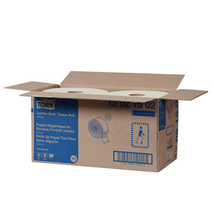Tork Advanced Jumbo Bath Tissue Roll - 2-Ply, 100% Recycled Fibre, 1600'/Roll, 6 Rolls/Case
