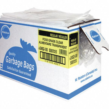 Ralston Can Liner - 2400 Series, 30" x 38", Regular, Food Contact Bag, Clear, 250 Bags/Case