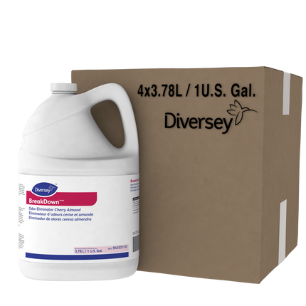 Diversey™ BreakDown® Odour Eliminator, Cherry Almond, Red Liquid, 3.78L, 4/Case