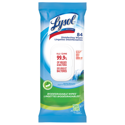 Lingettes désinfectantes Lysol - Cascade de printemps, 4 paquets/caisse