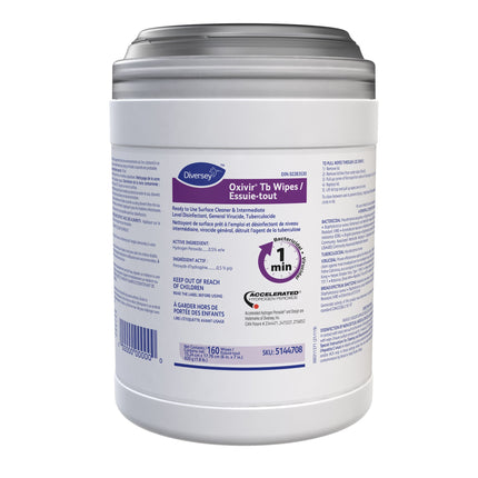 Diversey™ Oxivir Tb Wipes, 11" X 12", White, 160 Wipes/Bucket