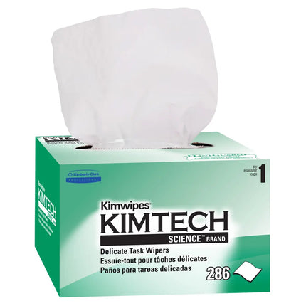 Kimtech Science Kimwipes Delicate Task Wipes (34120) - Pop-Up Box, 1 Ply, White, 286 Sheets/Box, 30 Boxes/Case