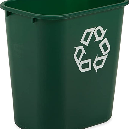 Rubbermaid Recycling Wastebasket - Rectangular, Green, 26L, Sold Individually
