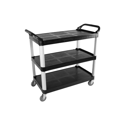 Globe Utility Cart 3-Shelf - 33" X 17" X 37", Black, 400Lb Capacity, Sold Individually