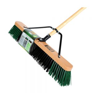 Push Broom - Rough, 24", Assembled, Wood Block, Contractor Grade, Black/Green, Sold Individually