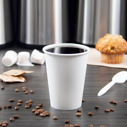 Dart Solo Poly Lined Paper Hot Cups - 12oz, Paper, White, 1000 Cups/Case(Cups Only)