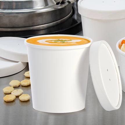 Dart Flexstyle Paper Food Containers and Lids Combo Pack - 16oz, White, 250/Case