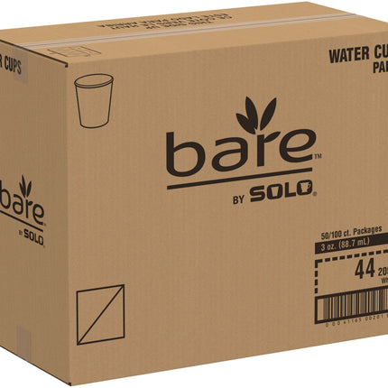 Bare by Solo Eco-Forward Pre-Treated Paper Cold Water Cups - 3oz, White, 5000/Case