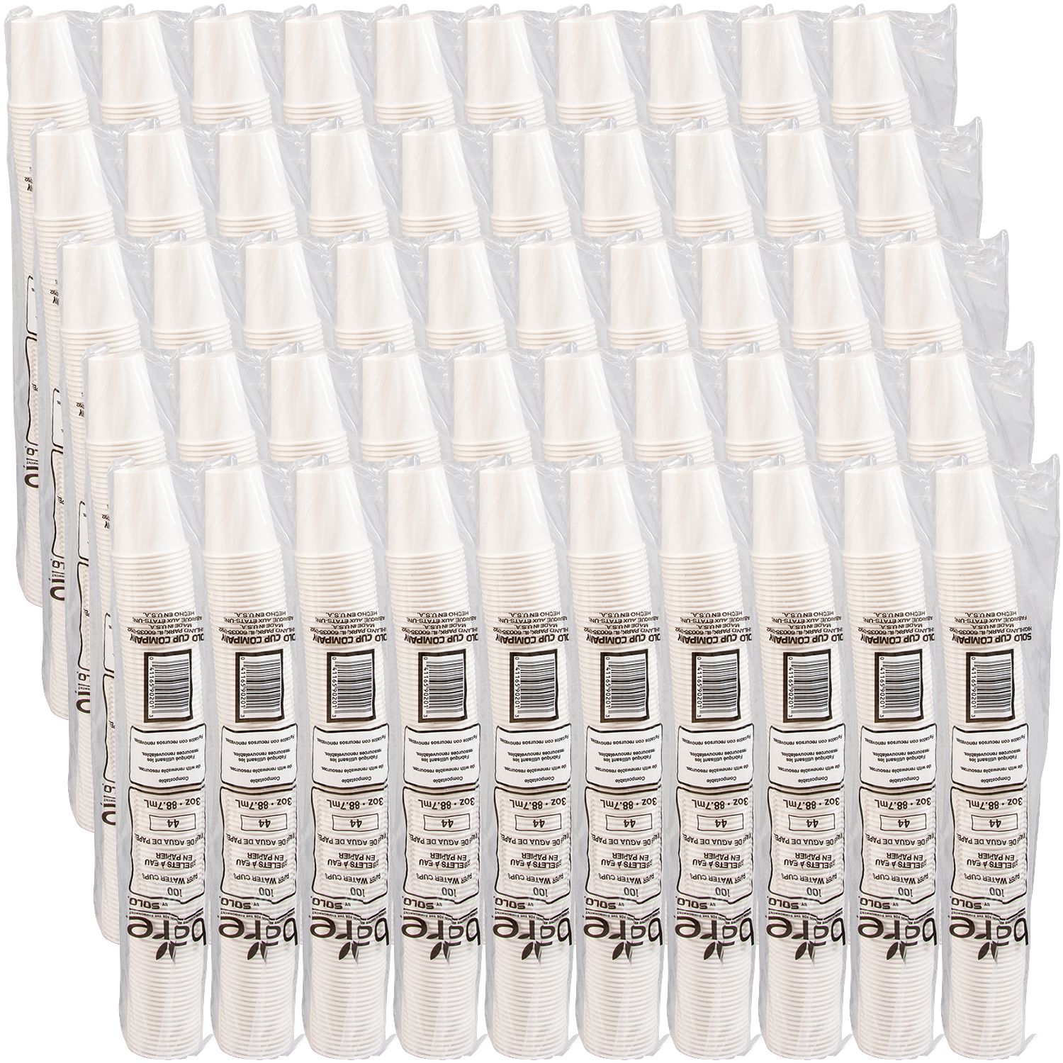 Bare® by Solo® Eco-Forward® Pre-Treated Paper Cold Water Cups, 3oz, White, 5000/Case