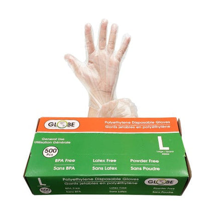 Globe Polyethylene Gloves - Powder-Free, Large, 500/Box