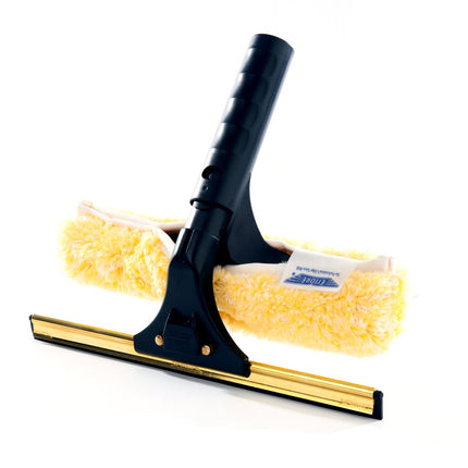 Atlas Graham Furgale Brass Backflip Window Washing Tool and Scrubber Squeegee Combo - 14", Yellow and Black, 6 Tools/Case