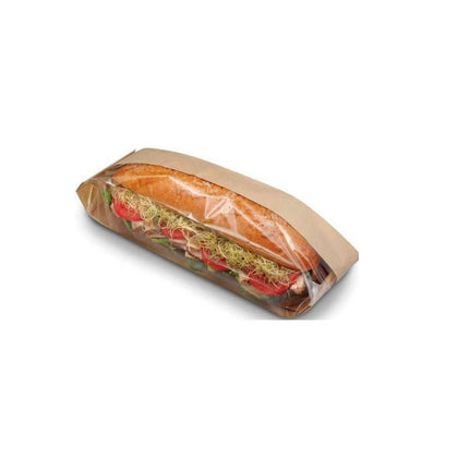 Sachet pour charcuterie en papier Bagcraft Dubl View - Convient aux sandwichs sous-marins de 30 cm, marron, 10,8 cm x 7 cm x 41,9 cm, 500/caisse