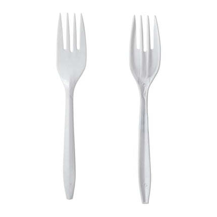 Fourchette en plastique 511 pour service alimentaire - Blanc, polypropylène, robuste, 1000/caisse