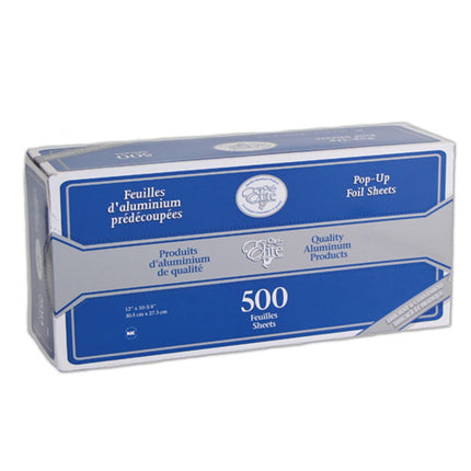 Chef Elite Aluminum Foil Pop-Up Sheets - Efficient & Convenient Dispensing, 12" X 10.75", 51 Gauge, Silver, 500/Box