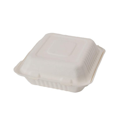 Emballage écologique Coque en canne à sucre - 20,3 cm x 20,3 cm x 7,6 cm, compostable, 200/caisse