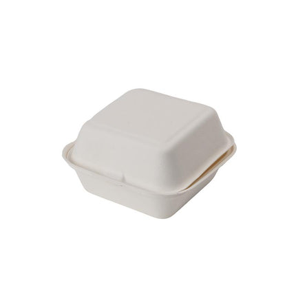 Conteneur à charnière en bagasse Eco-Packaging - 15,2 cm x 15,2 cm x 7,6 cm, Compostable, 500/Caisse
