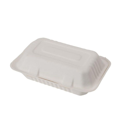 Barquette Charnière en Canne à Sucre Eco-Emballage - 23 x 15 x 7,5 cm, Compostable, 200/Caisse
