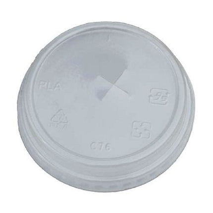 Couvercle Plat Éco-Emballage Avec Trou EP-76FL - Transparent, 76mm, 2000/Caisse