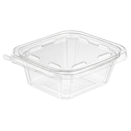 Contenant carré en PET Safe-T-Fresh - Languette inviolable, 12 oz, transparent, 240/caisse