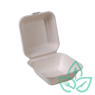 Sugarcane Clamshell - Compostable, EP-55B, 5" x 5" x 3", 500/Case