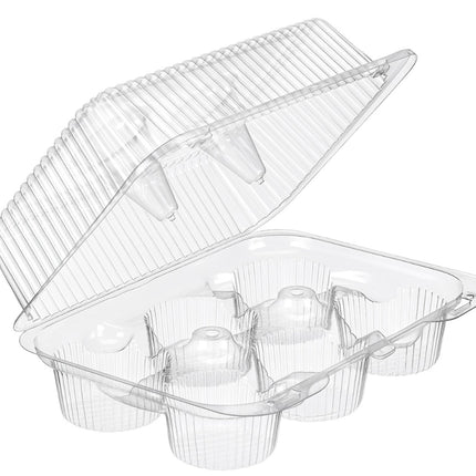 Hinged Muffin Containers - 6 Count, Clear, 10.03" X 7.5" X 3.25", 250/Case