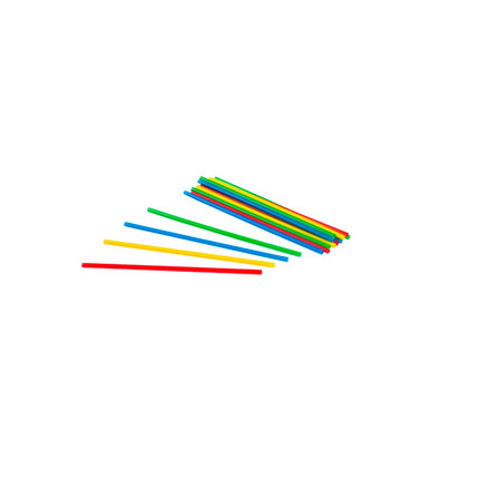 511 Foodservice Heavy Duty Cocktail Straws - Sturdy Sips, 6in, Assorted Colours, 3/16in Diameter, 500/Box, 20 Boxes/Case