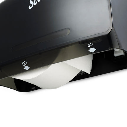 Scott Essential Coreless Jumbo Roll Toilet Paper Dispenser (09602) - with Stub Roll, Black, 14.25" x 9.75" x 6.00", Sold Individually