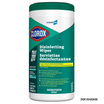 Clorox Disinfecting Wipes - Fresh Scent, White, 75 Wipes/Canister, 6 Canisters/Case