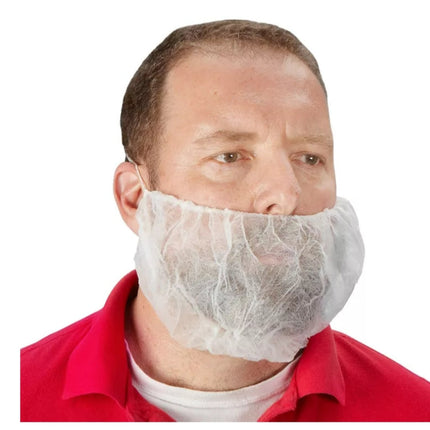 Think Safety Single Loop Polypropylene Beard Guard - One Size, White, 100 Packs/Bag