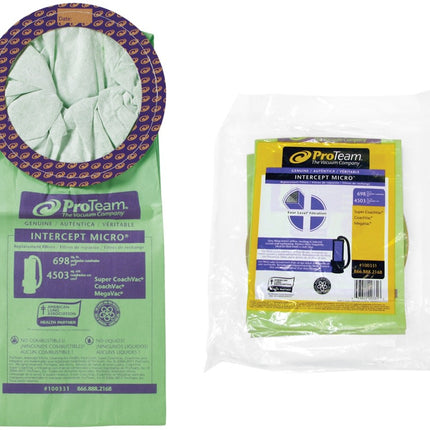 ProTeam Intercept Microfilter - Green, 10qt, 10/Pack