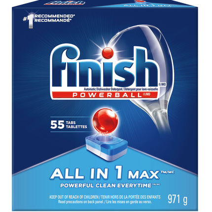 Finish® All in 1 Max Dishwashing Detergent, 55count, Blue/White/Red, 220 Tabs/Case