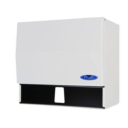 Distributeur universel de serviettes Frost – 24,6 cm x 26,9 cm x 17,5 cm, blanc, 1/chacun
